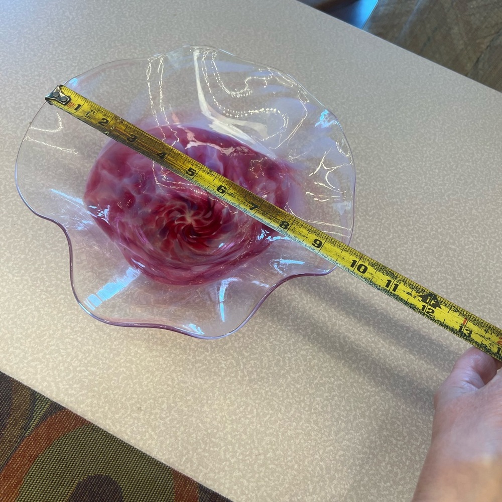 Murano Pink and Clear Swirl Glass Art bowl. Beautiful no chips - Picture 8 of 9